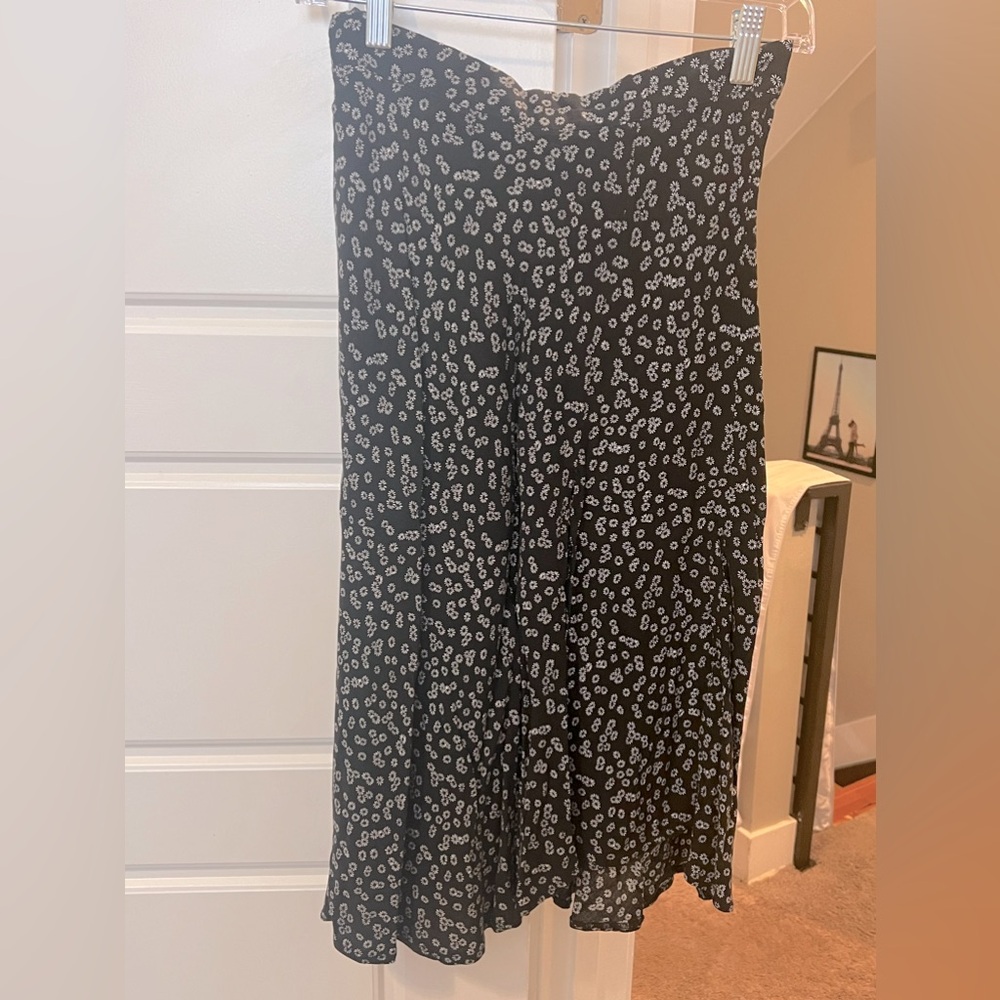 SHEIN black midi skirt with white flowers